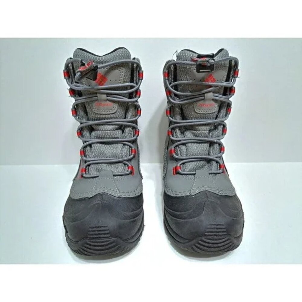 Columbia Kids' Size 1 Bugaboot Celsius Gray Red Black Snow Boot Waterproof